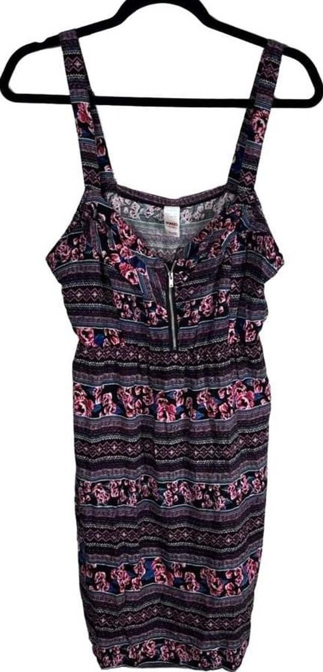 Bongo Women's Sleeveless Floral Aztec Print Zip-Front Dress Size XL